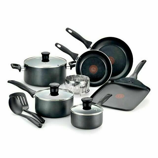 Tefal Pure Cook Non-Stick 12-Piece Aluminum Cookware Set - Black (TPC12A)-image