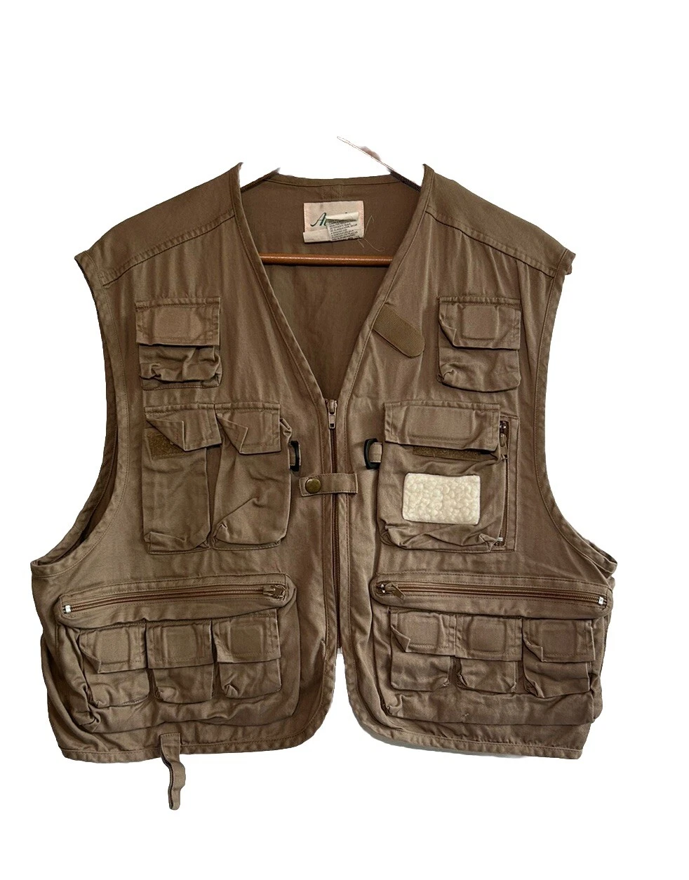 Ausable Fishing Vest Vintage Men's Large 100% cotton khaki