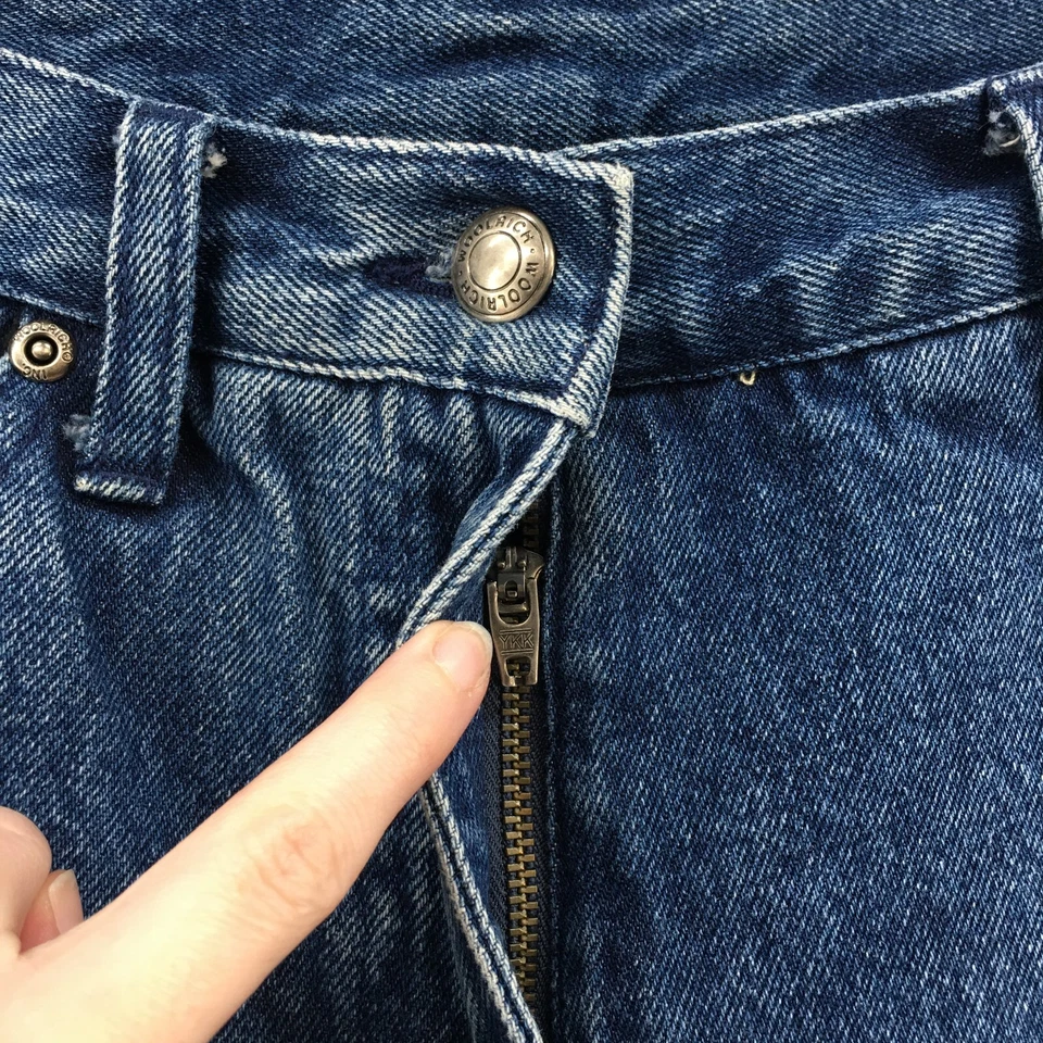 Jeans Woolrich pierna recta para mujer 8 (29x31 real) azul denim tiro alto algodón Foto 3 de 4