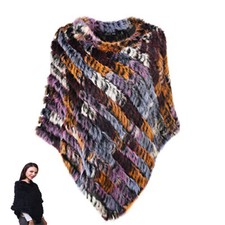 Poncho donna copri spalle mantella sciarpa pelliccia LAPIN TRICò MULTICOLOR