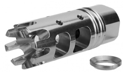 5.56 .223 Crown Muzzle Brake 1/2-28 TPI USA Made Stainless Steel + Crush Washer