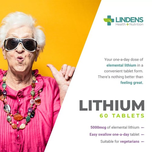 Lithium 5mg 60 Tablets From Orotate 131mg Depression Mood Disorders Lindens - Picture 3 of 7