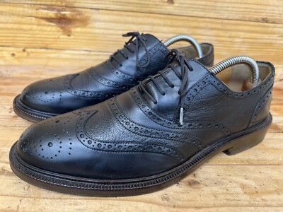 Wingtip Oxford Shoes Gucci Gucci Mens Black Leather Lace Wing Tip