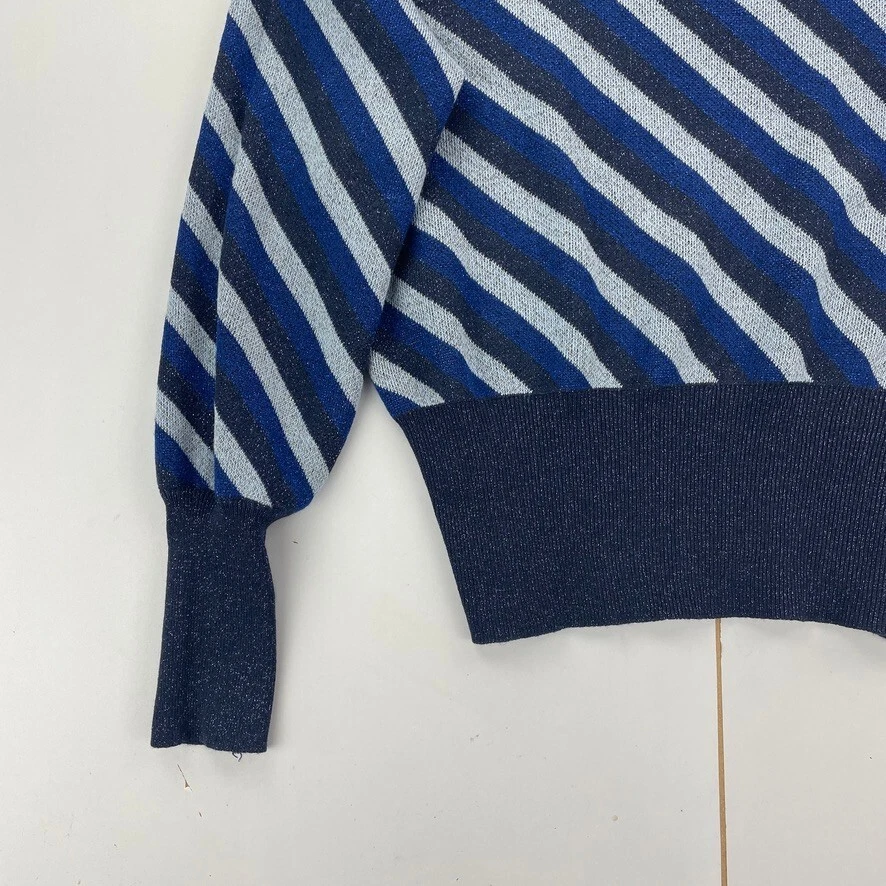 M&S Collection Jumper 10 Azul Cuello Redondo Mujer Tejido Manga Larga Rayas B... - Imagen 2 de 4