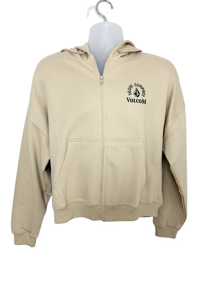 Volcom Sudadera con Capucha Mujer Talla XL Bronceada Levántate Cremallera Logo Reciclado Sudadera Patinador Nueva Foto 2 de 4