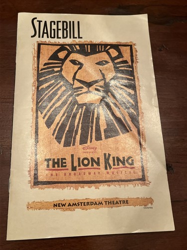 PLAYBILL STAGEBILL DISNEY'S THE LION KING  Amsterdam Theatre NYC December 1997 - Afbeelding 1 van 3