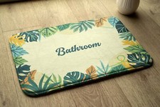 Non-Slip Bathroom Soft Rug Absorbent Bath Mat - 90x60 cm - Tropical Leaves