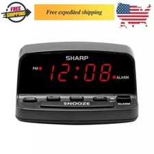 Digital Alarm Clock, SHARP, Midnight Black, Easy Controls, Red LED Display
