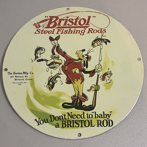 VINTAGE HORTON PORCELAIN SIGN GAS OIL BRISTOL FISHING ROD HOOK BOAT PUMP PLATE - Picture 10 of 12