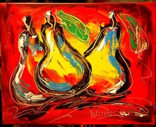 M.Kazav PEARS   MODERN PAINTING   CANVAS ORIGINAL OIL DCC