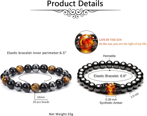 Hämatit Obsidian Tigerauge Edelstein Armband zum Schutz & viel Glück - Bild 5 von 12
