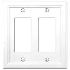 AMERELLE Elly 2 Gang Rocker Composite Wall Plate - White