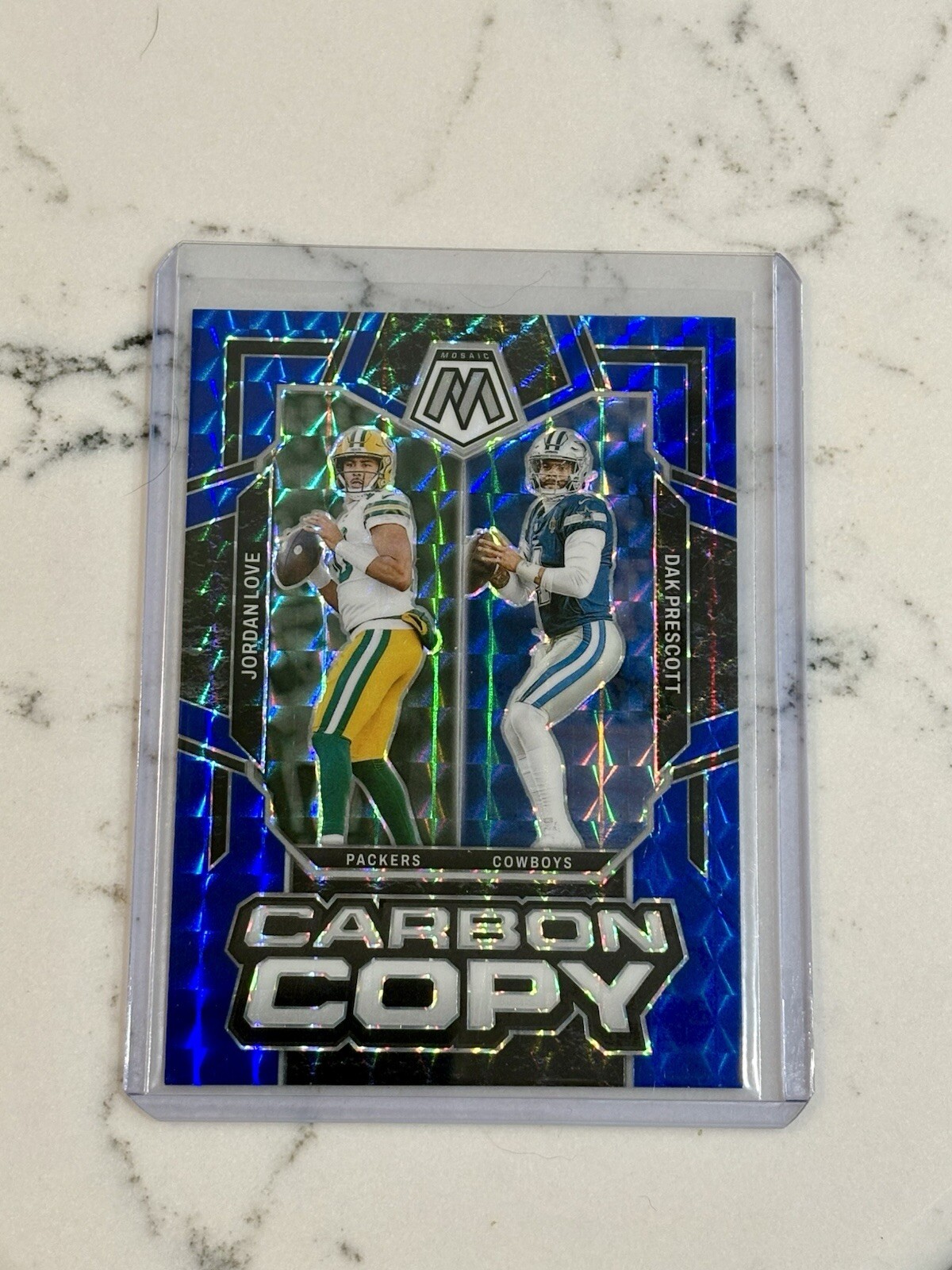 2024 Mosaic Football - Jordan Love & Dak Prescott #CC-11-Blue Carbon Copy /99