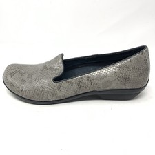 Dansko Olivia Gray Snakeskin Textured Leather Comfort Loafer Flats Eur 38 US 7.5