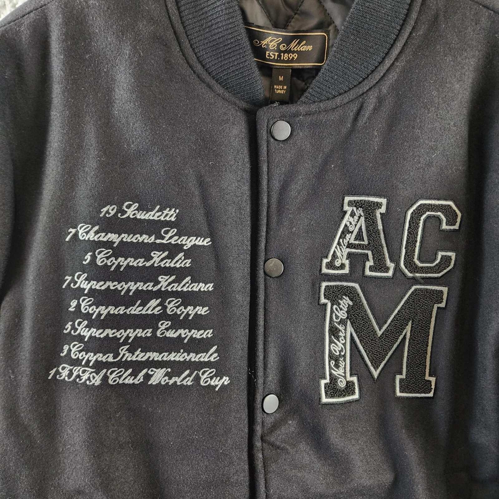 AC Milan Coach Jacket Men's M Black Full Front Button Closure With Side Pockets image 3