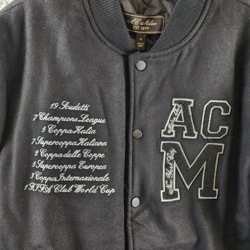AC Milan Coach Jacket Men's M Black Full Front Button Closure With Side Pockets image 3