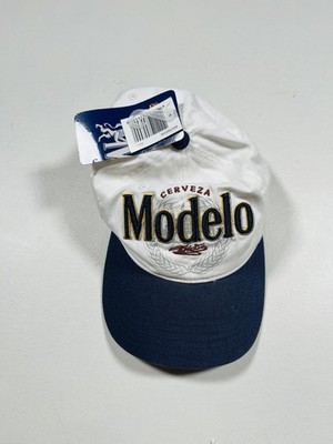 Modelo Hat Cap Strap Back Mens One Size White Navy Twill Baseball Beer Logo