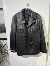 Higgs Leather Jacket German Style, Black, XL, Pit to Pit 22",