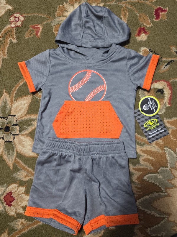 Boys Sz 3-6m Two pc Baseball Short Outfit