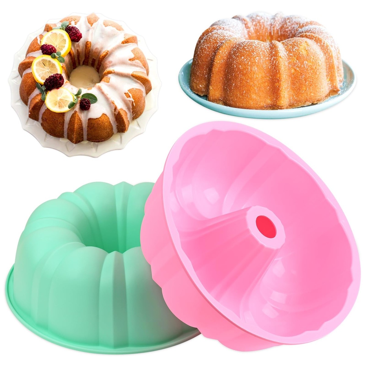 10 Inch Fluted Cake Pan Pack 12 Cups Nonstick Fluted Tube Pan