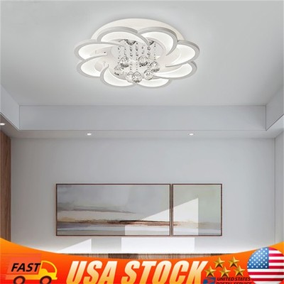 Modern Crystal Chandelier Flush Mount Ceiling Light LED Flower Pendant Fixture