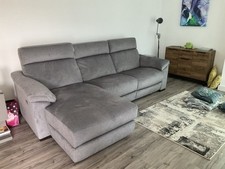 Natuzzi Estremo 3 Seater Sofa with Electric Chaise & Recliner - Grey Afrodite