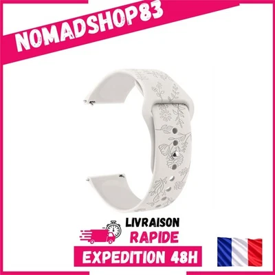 Bracelet de montre silicone Wanme 20 mm 22 mm floral - Photo 1/4