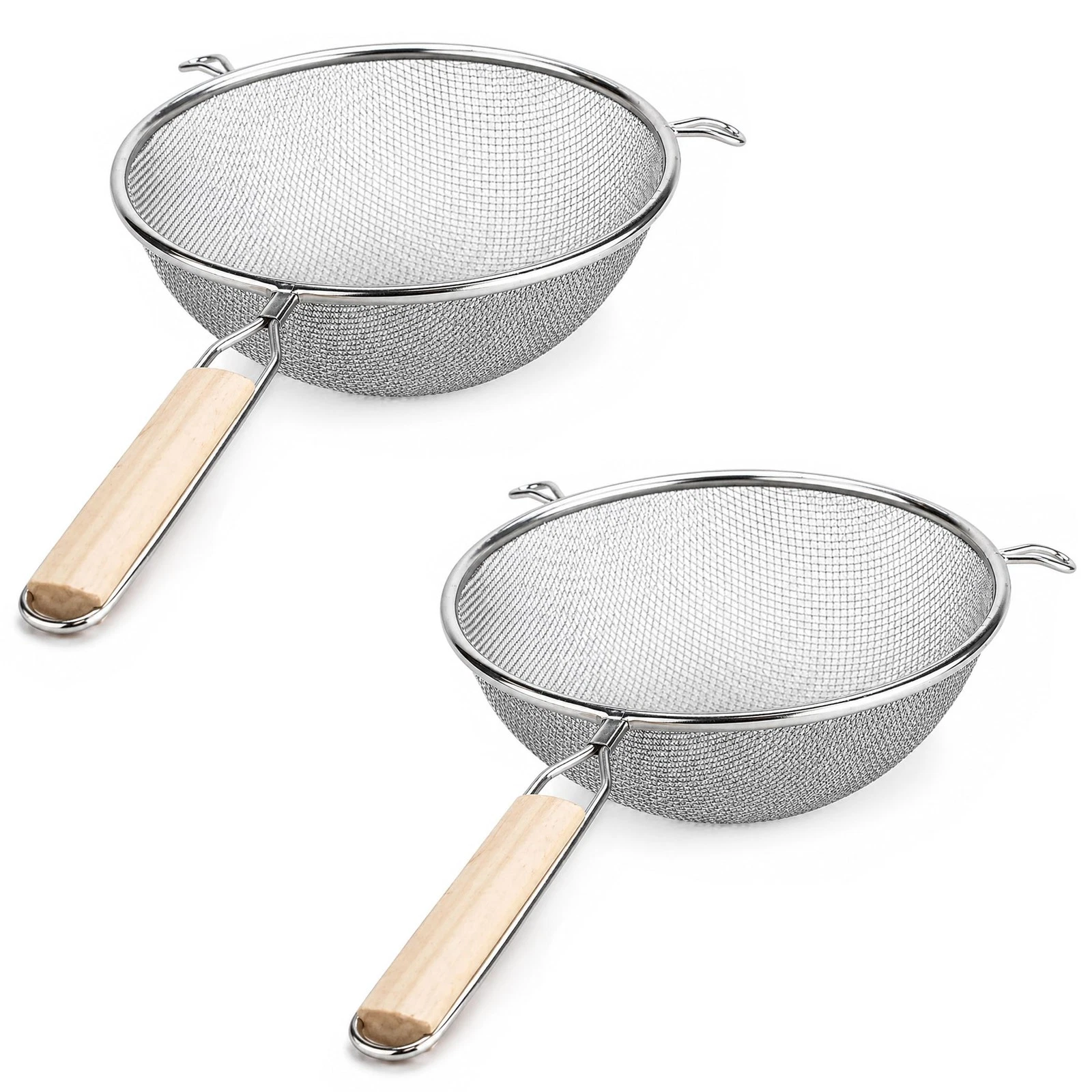 Stainless Steel Fine 8" Double Mesh Food Strainer Colander Sieve Sifter with ...
