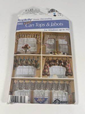 Easy Can Tops & Jabots Window Treatment Pattern Simplicity 5145 Uncut Valance