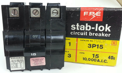 3P15 Federal Pacific Electric 15 Amp Circuit Breaker - Next Day Option - New