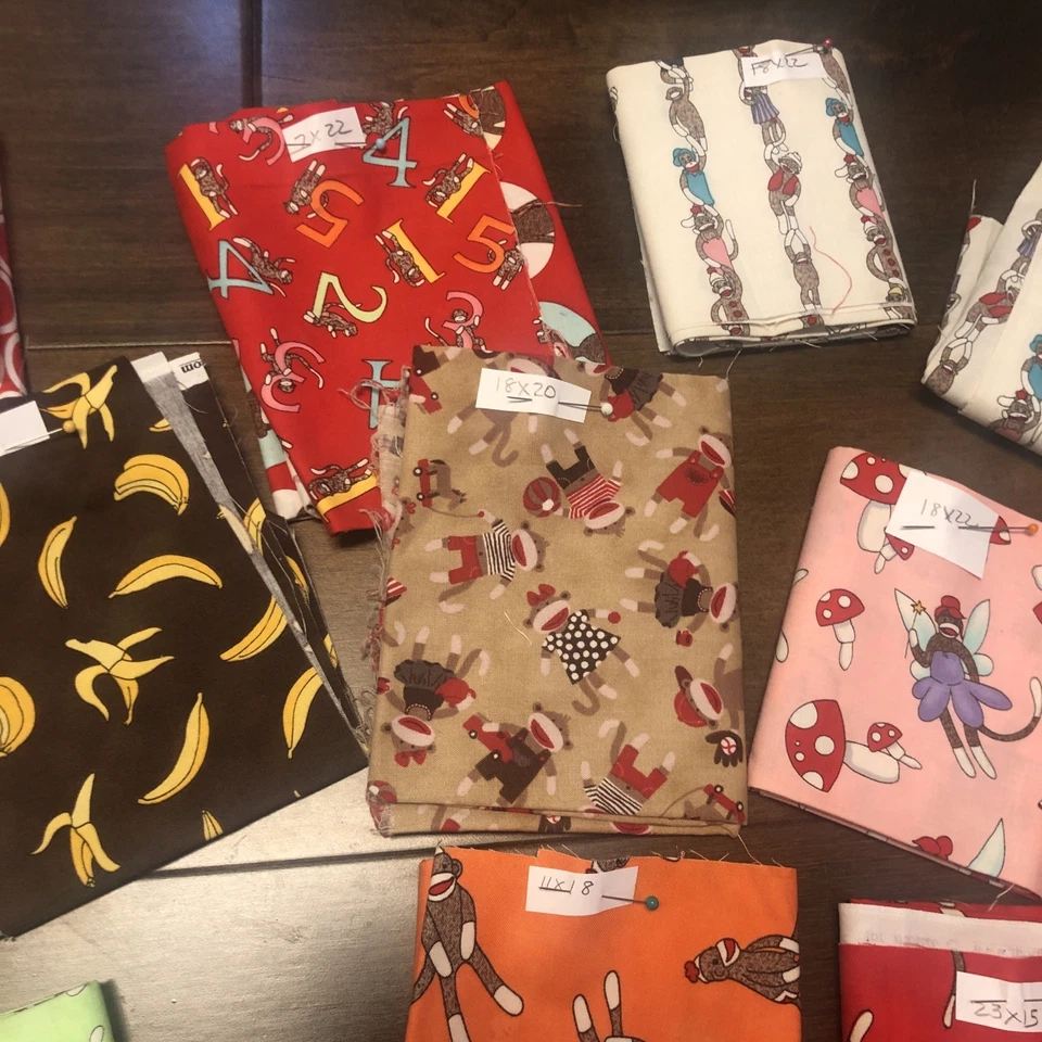 Sock Monkey Cotton Fabric Project Leftovers Great Deal - Image 4 of 4