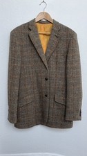 Harris Tweed Brown Jacket Blazer Size 40 R Country Hunting 100% Wool 