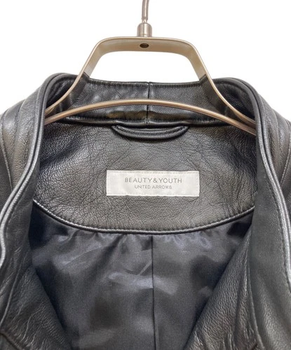 BEAUTY&YOUTH Lambskin Leather Single Riders Jacket Men's Size XS Black image 3