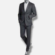 Calvin Klein Men's Gray Slim-Fit Wool-Blend 2-PC Jacket Pants Suit Size 42L 36W