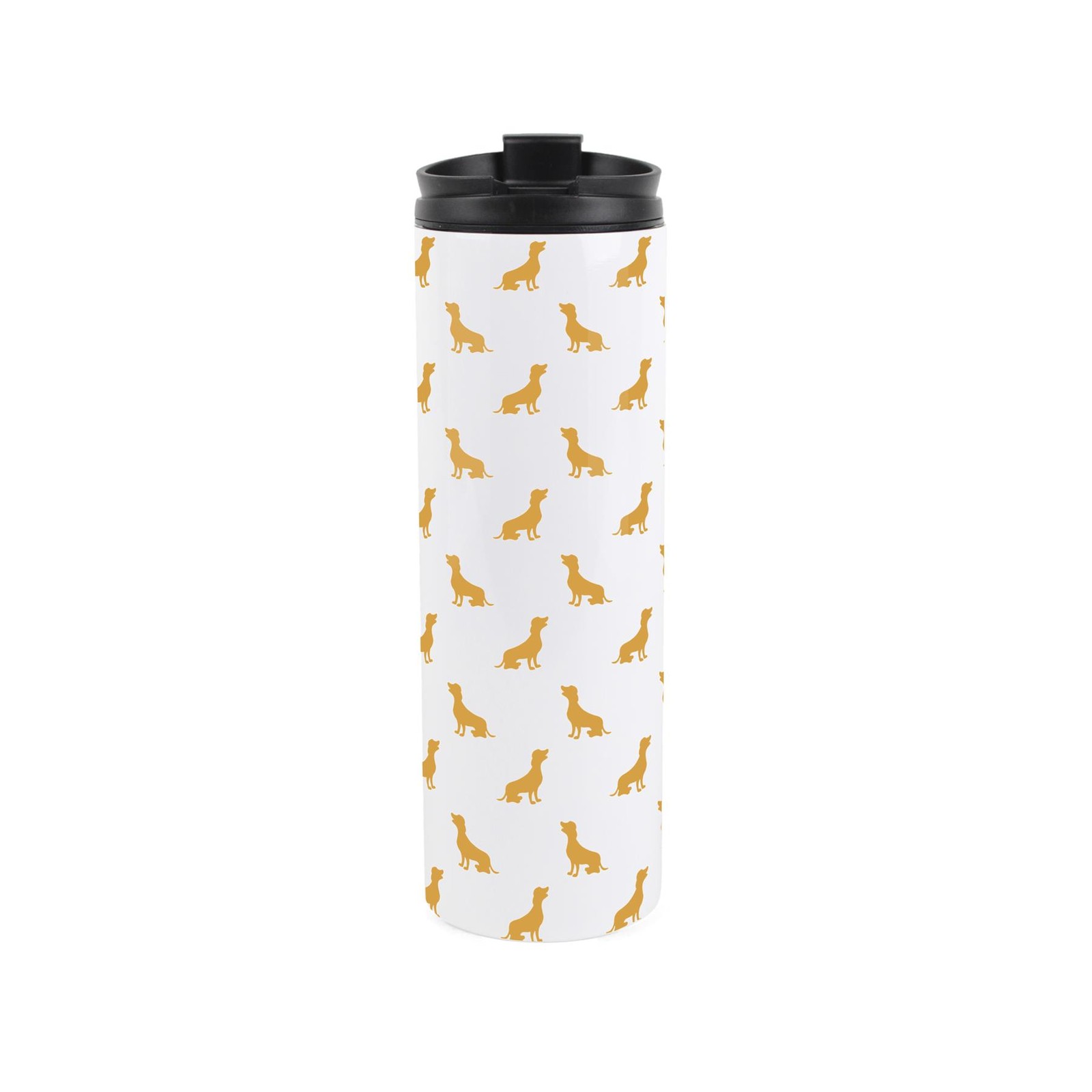 Dachshund Travel Flask - Yellow Reusable 500ml Metal Drinks Tumbler Dog Gifts
