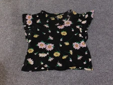 LOFT Shirt Womens Medium Floral Linen Ruffle Sleeve Blouse