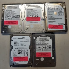 Lot of 5 Mixed Brand 750GB 2.5" SATA HDD HITACHI WD HGST