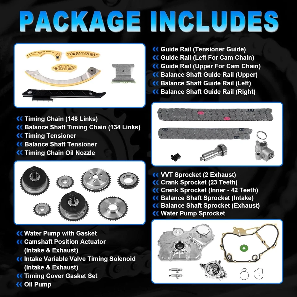 Timing Chain Kit & Oil water Pump For 11-17 CHEVROLET EQUINOX GMC TERRAIN 2.4L - Imagem 3 de 4
