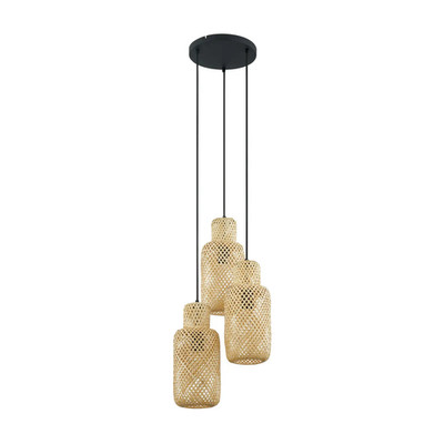 Lindby Venora Hängeleuchte Leuchte Lampe Hängelampe Deckenlampe Bambus Rondell 
