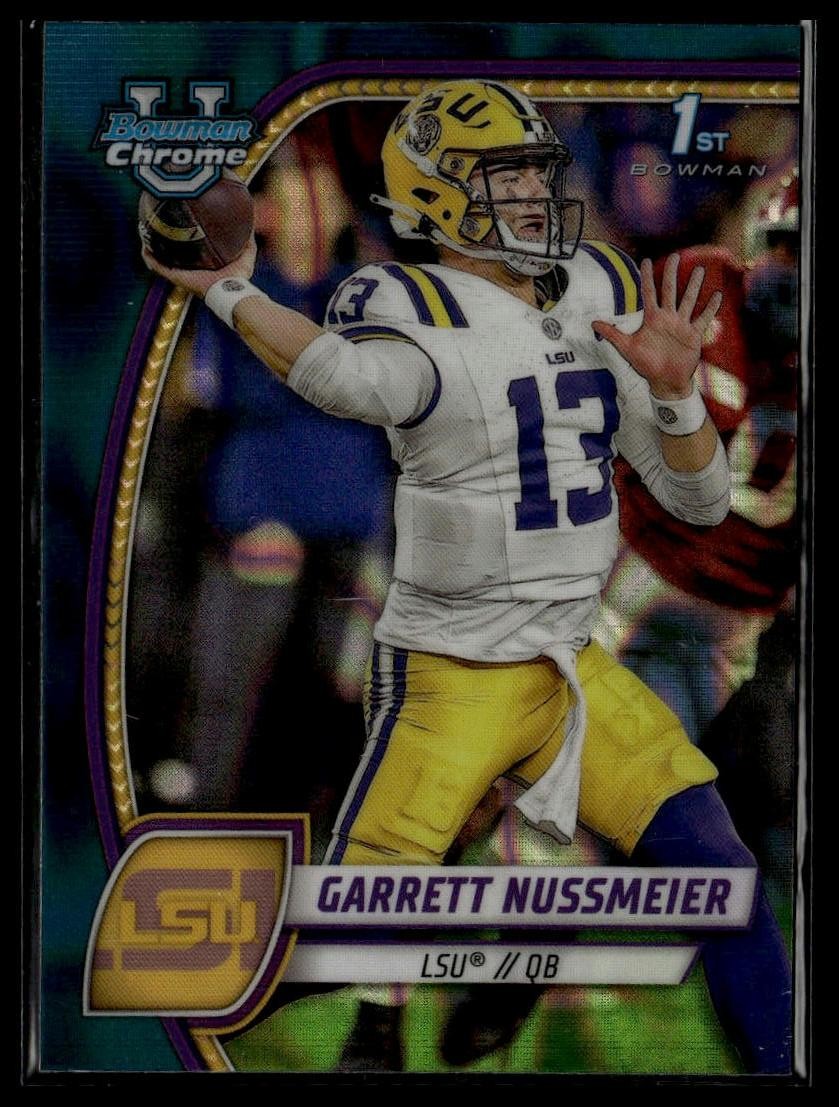 2024 Bowman University Chrome #5 Garrett Nussmeier Teal Lava Refractor