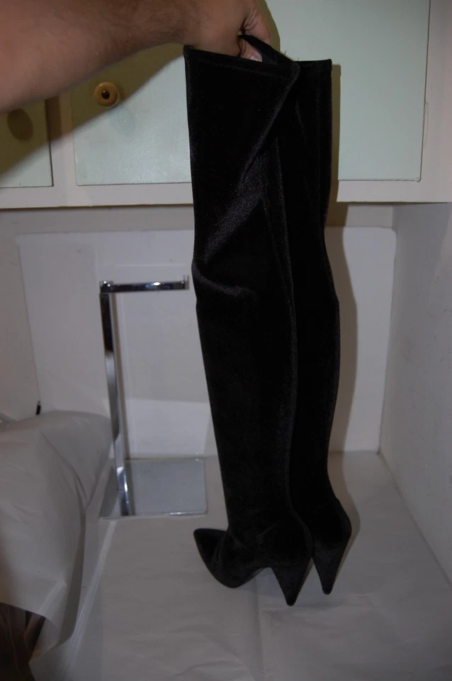 39/8.5 Stella Luna Botas de Terciopelo Elastizadas de Cuero Tacones Altos hasta la Rodilla Foto 3 de 4