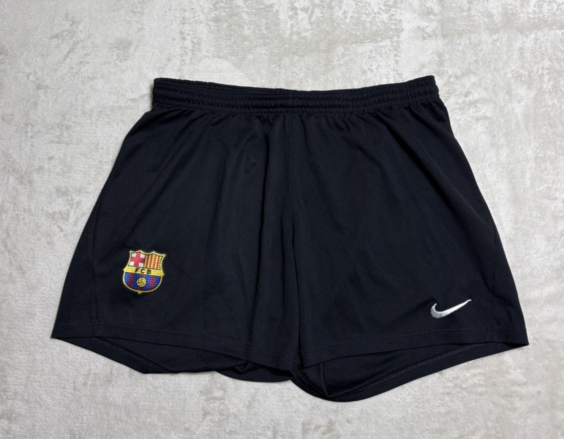 Nike FC Barcelona Soccer Shorts Womens Size Medium Black Athletic Football