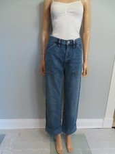 NWT FRAME Blue "Stranger" The Utility Cuffed Wide Leg Trouser Jeans 24 378