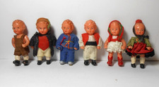 6 VTG Germany Edi Celluloid Miniature Strung Dolls Suitable for Dollhouse