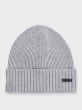 BOSS Mens Silver Fati Logo Plaque Beanie