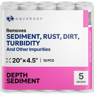 10PK of Big Blue 5 Micron 20'' x 4.5'' Sediment Water Filter Cartridge by Aquaboon