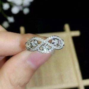 Authentic 1.20 Ct Round Simulated Diamond Infinity Engagement Ring 14k White Gold Plated