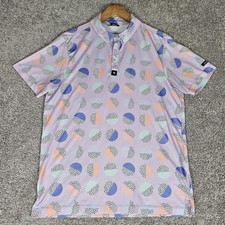 Bad Birdie Shirt Mens Small Purple Golf Polo AOP Geometric Stretch Performance