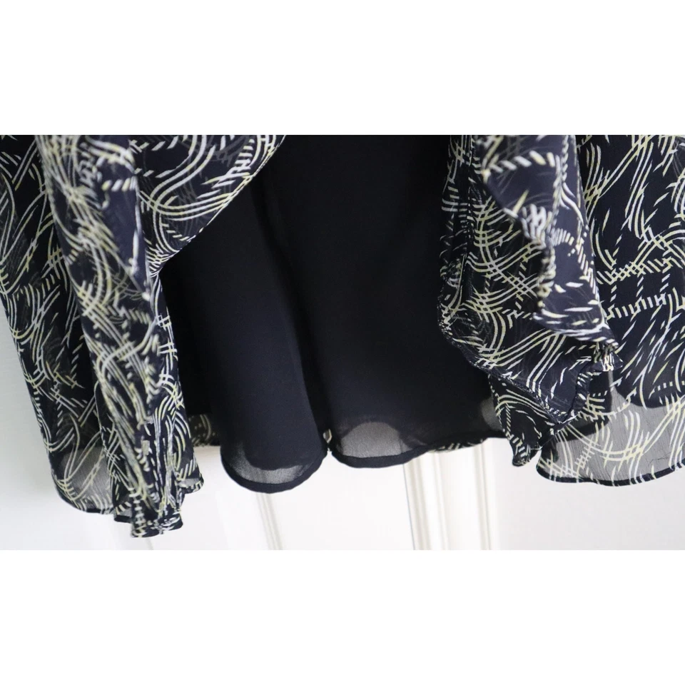 Винтажная юбка миди Y2K Jones Wear с оборками подол прозрачное покрытие темно-синий желтый 10 - Изображение 3 из 4