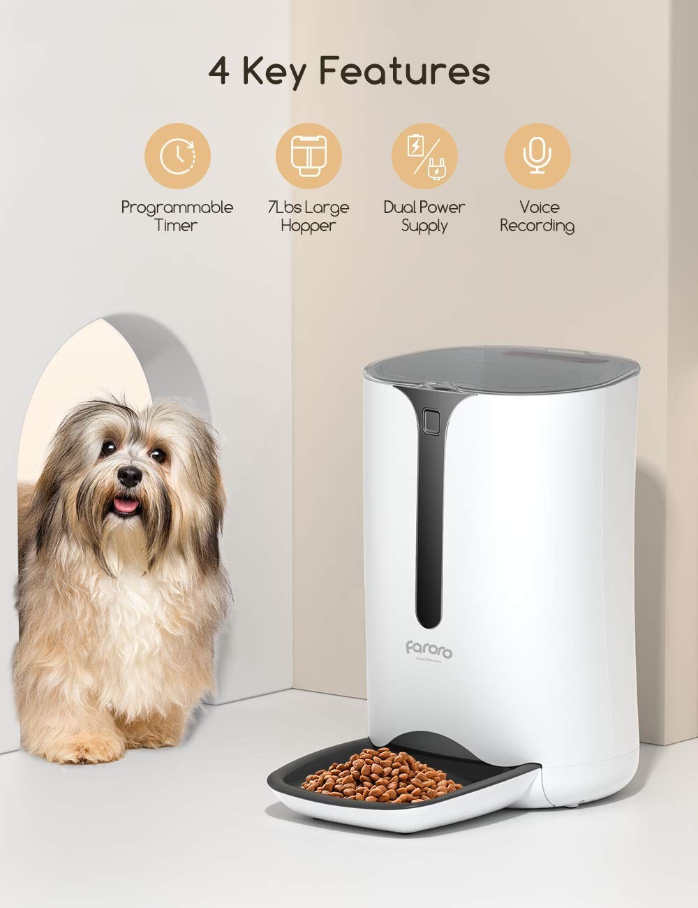 Faroro 7L Distributore Automatico Cibo Gatti e Cani: Dispenser con Timer - 2